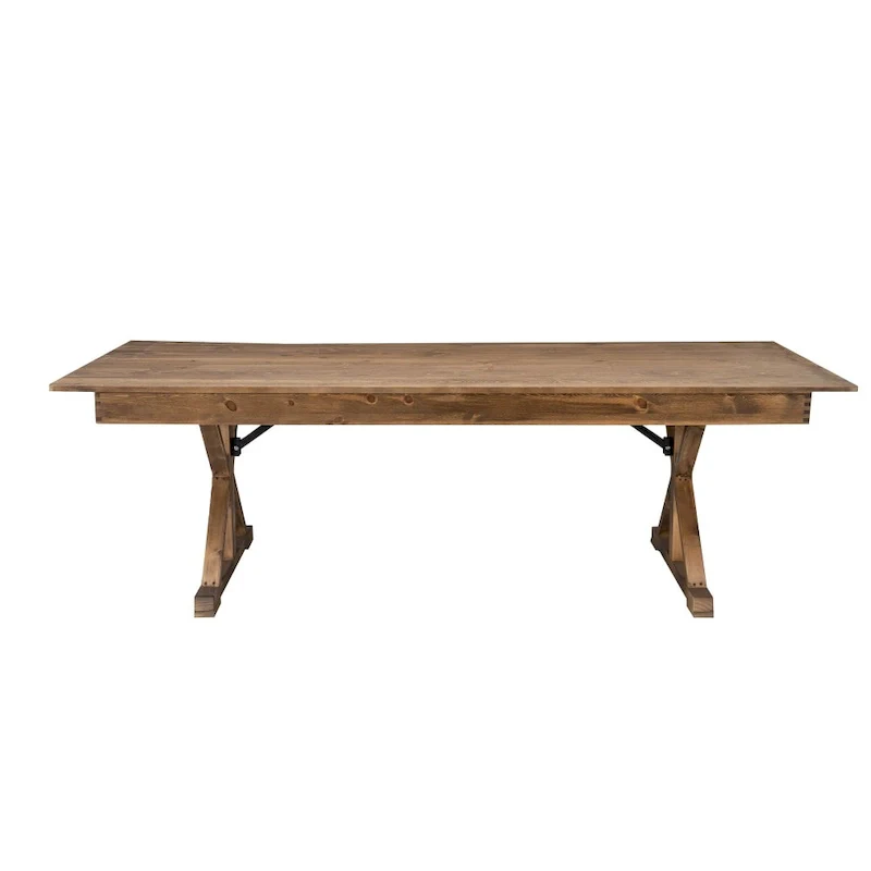 7' x 40 Rectangular Antique Rustic Solid Pine Folding Dining Table