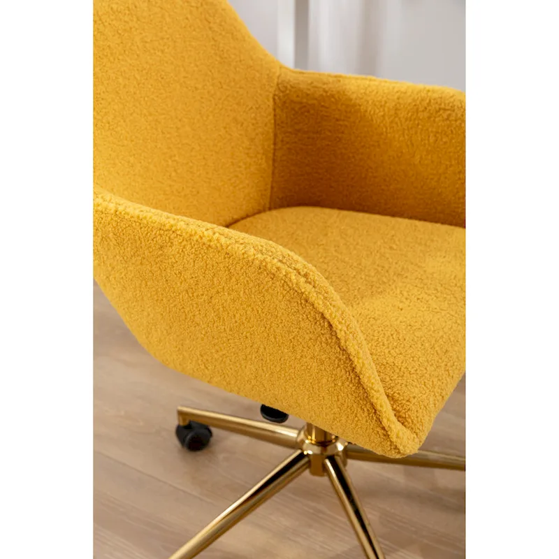 Modern Home Office Chair with Gold Metal Legs and Universal Wheels