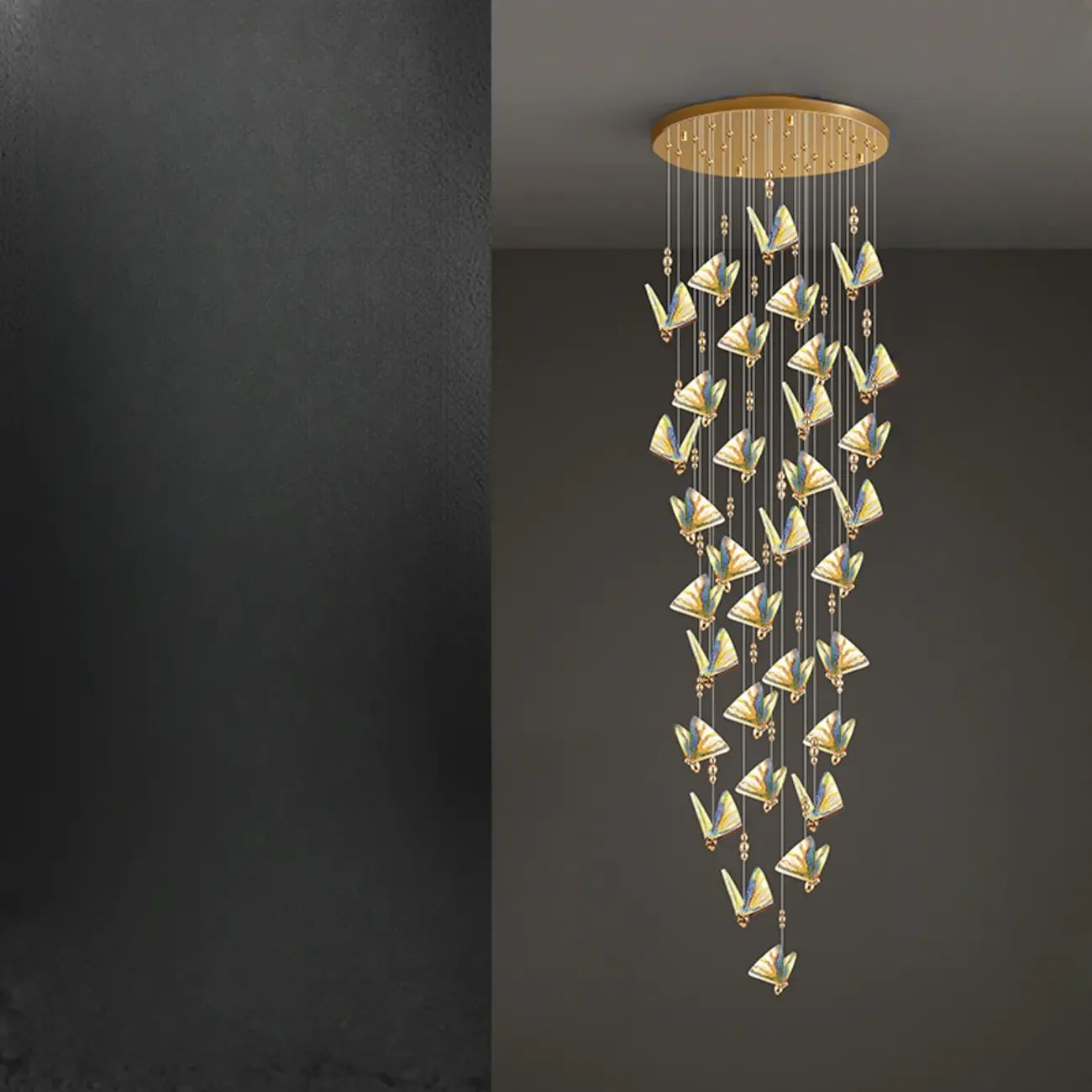 Modern Crystal Linear Butterfly Chandelier Light with Remote
