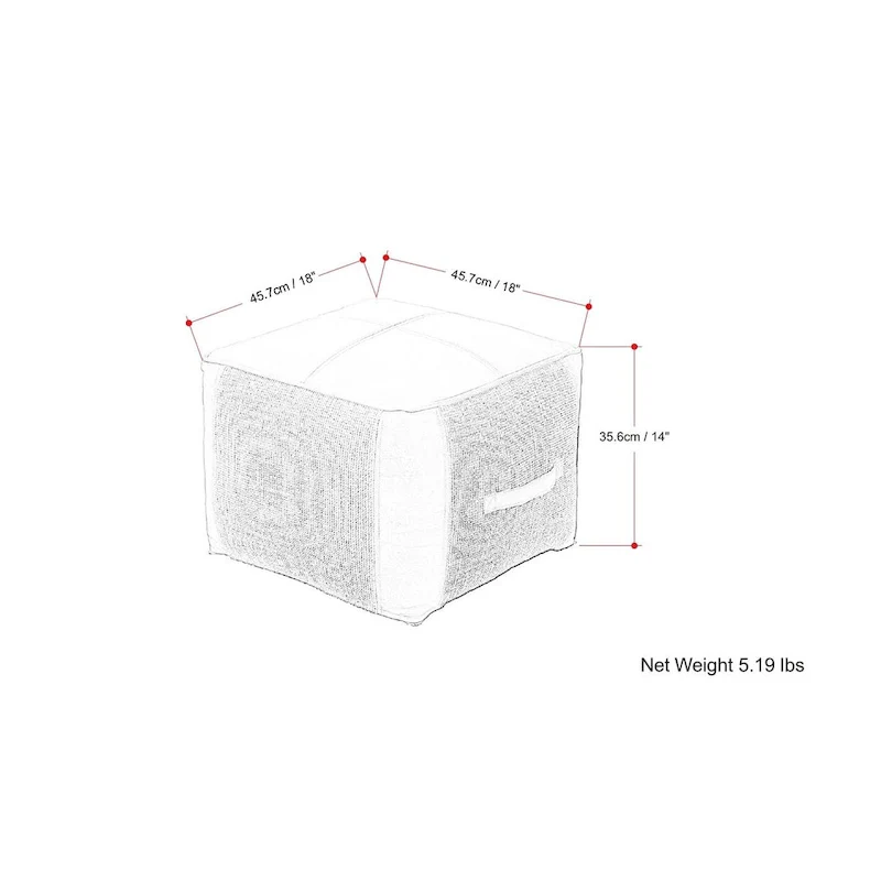 Boho Square Pouf in Tan Genuine Leather