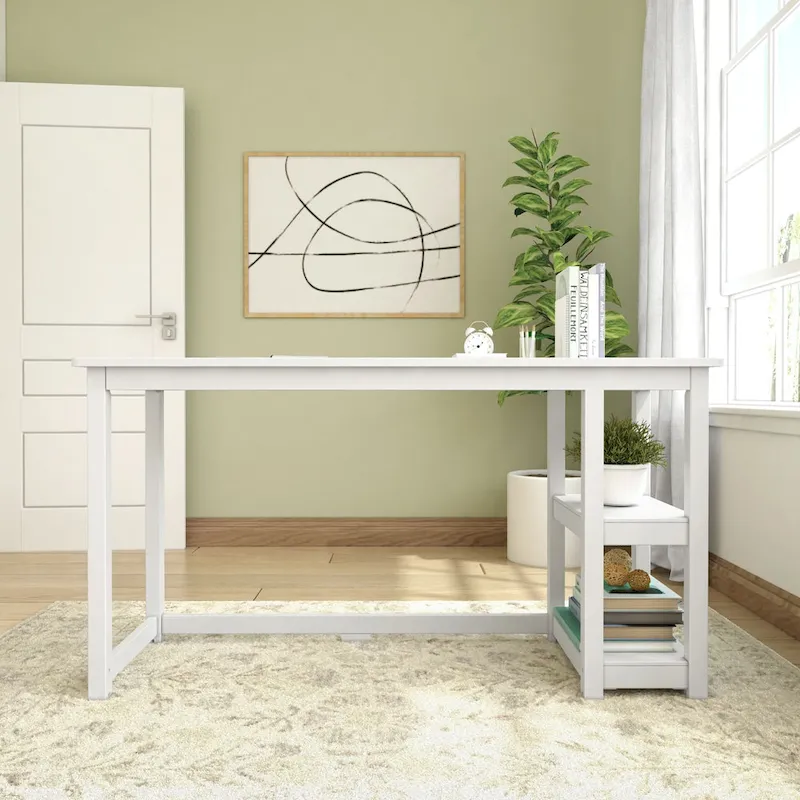 Computer Desk with Bookshelves - Wood Finish