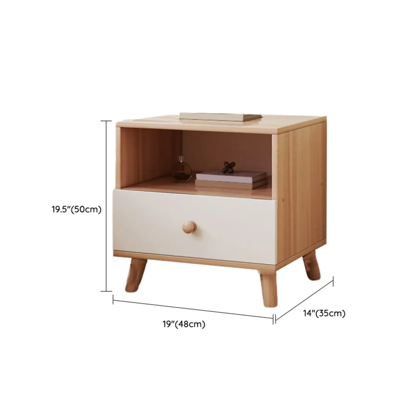Modern Wooden Bedside Table with Dual Drawers