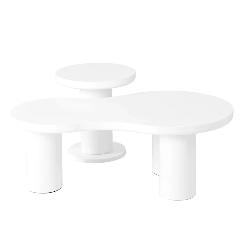 Set of 2 Nesting Cloud Coffee Table with Round Small Side Table