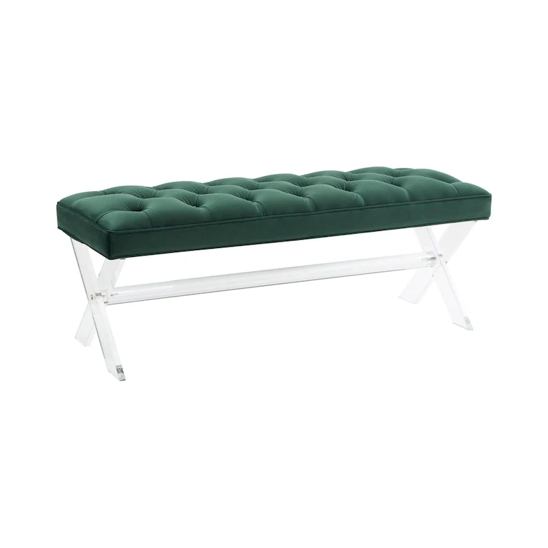 SAFAVIEH Couture Ketevan Tufted Acrylic Bench - 48x18x18. - 48 W x 18 L x 18 H - 48Wx18Dx18H