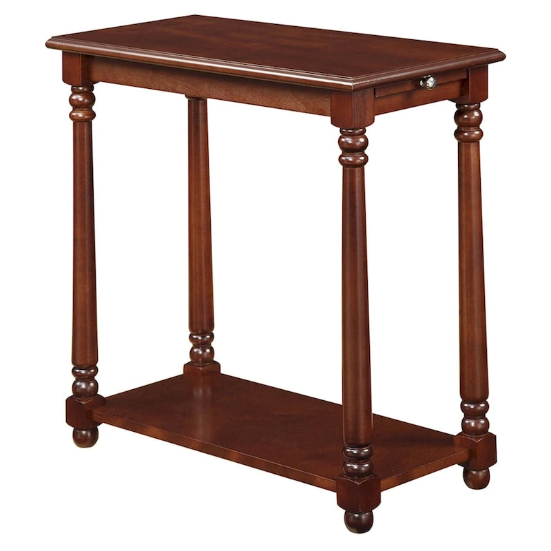 Convenience Concepts French Country Regent Chairside End Table with Pull-Out Shelf
