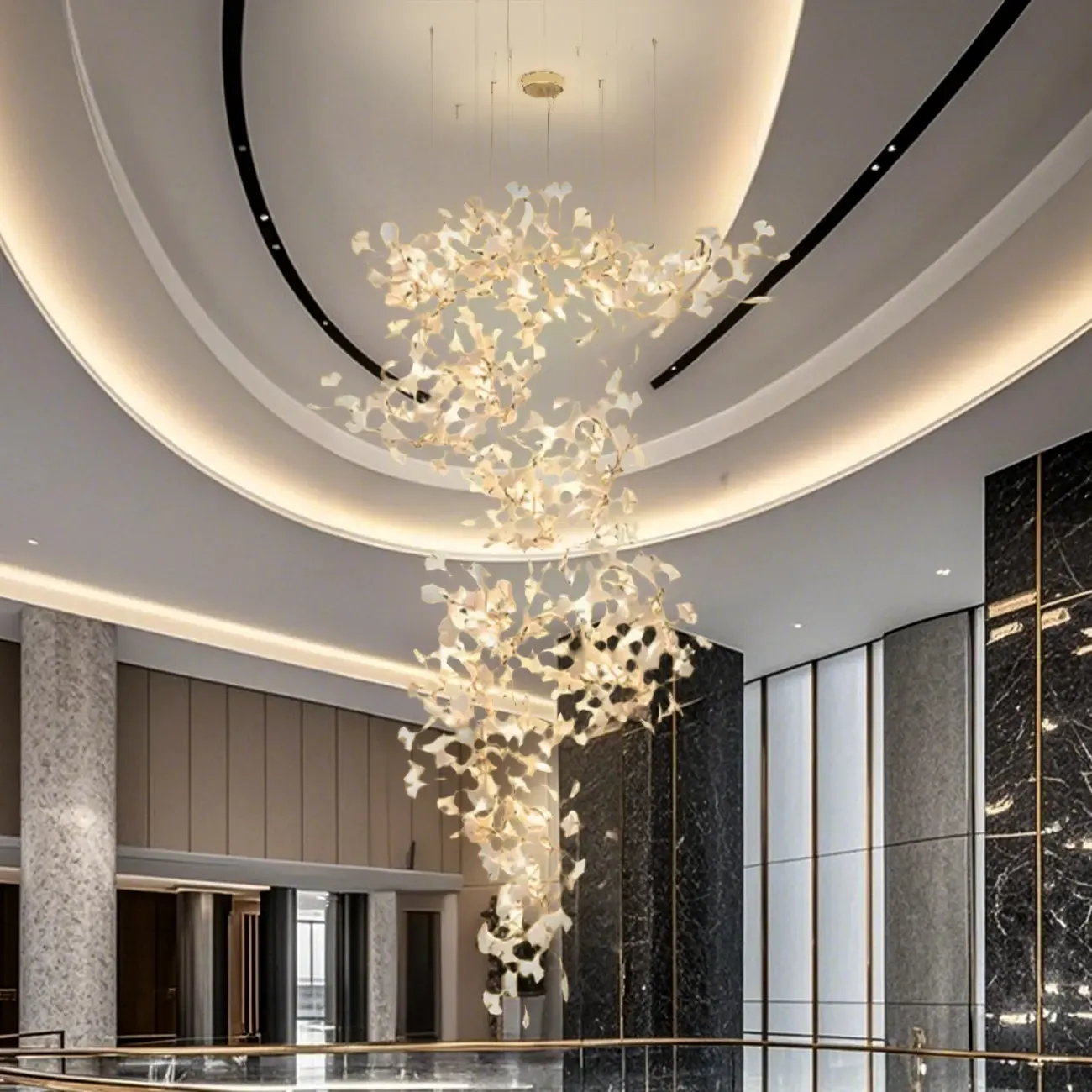 Luxury Adjustable Leaf  Chandelier for Open Spaces