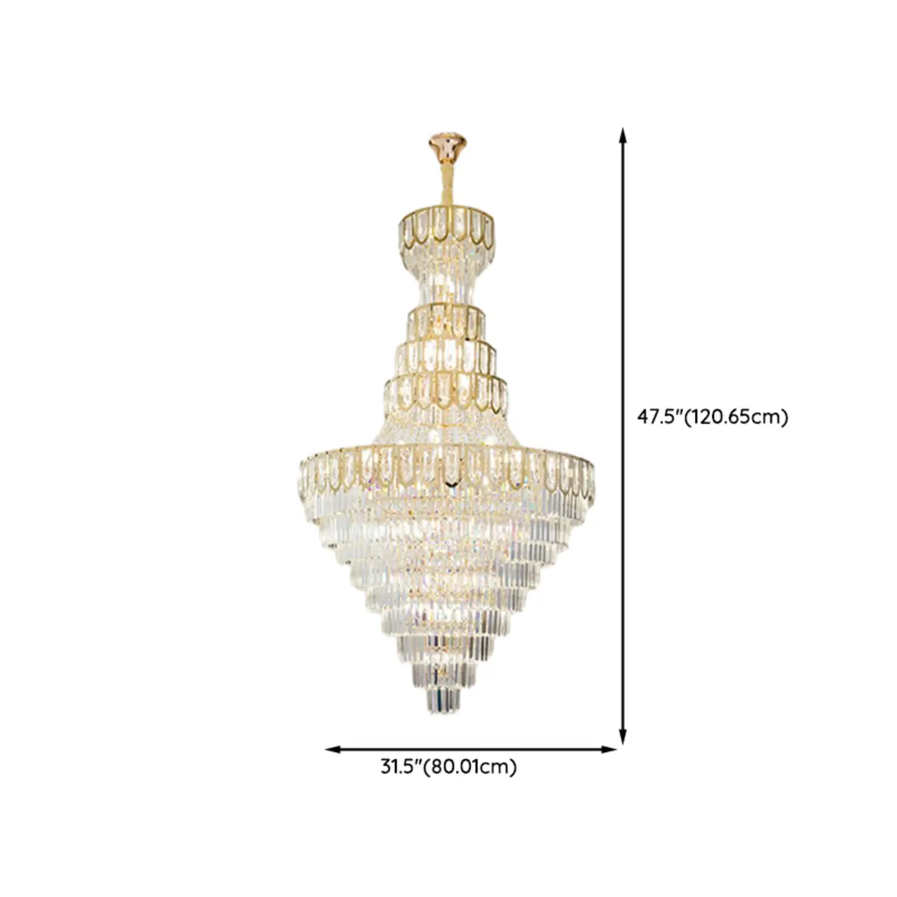 Luxury Adjustable Gold Tiered Crystal High Ceiling Chandelier