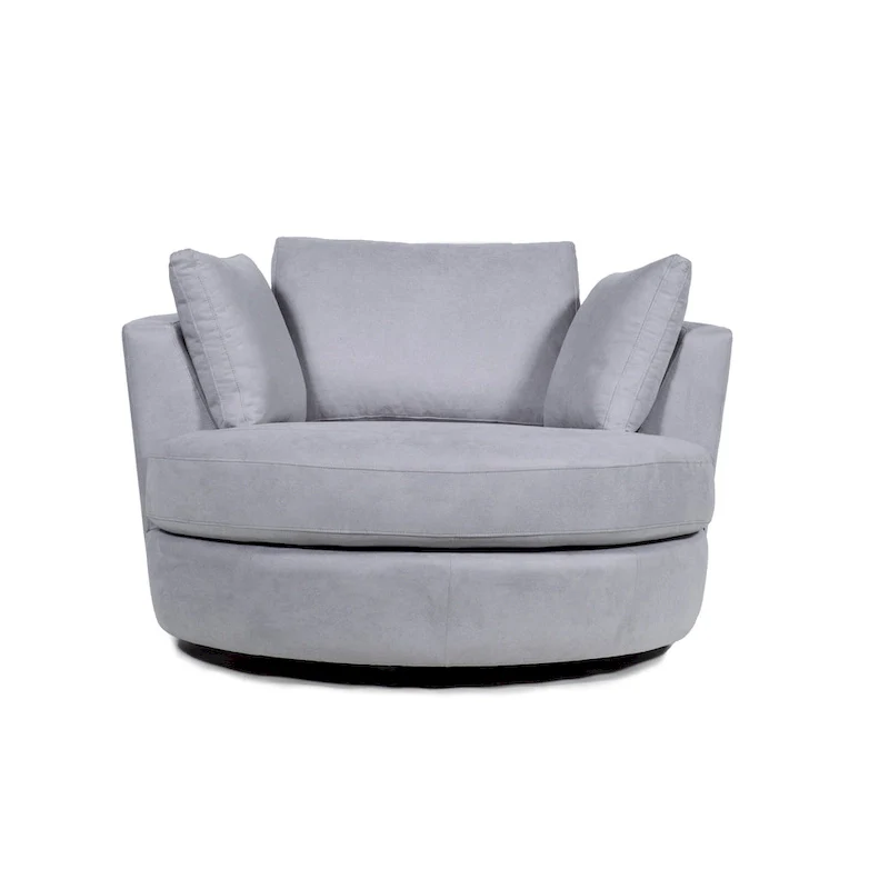 54 Wide Elegant Round Swivel Barrel Chair, Chair and a Half