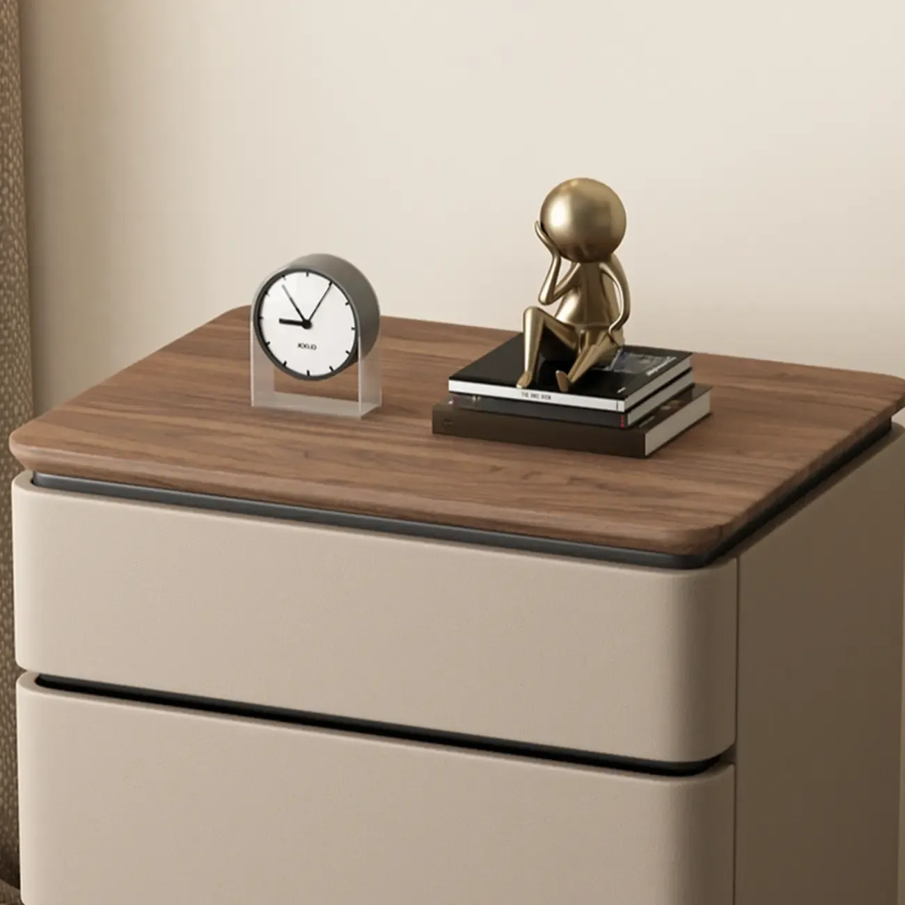 Modern Narrow Wooden Nightstand with 3 Drawers