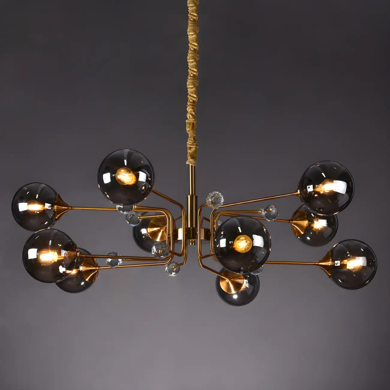 8-Light Mid-Century Modern Glass Globe Chandelier