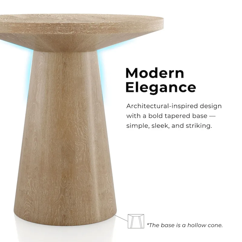 Furniture of America Vitten Modern Round Solid Wood Pedestal End Table