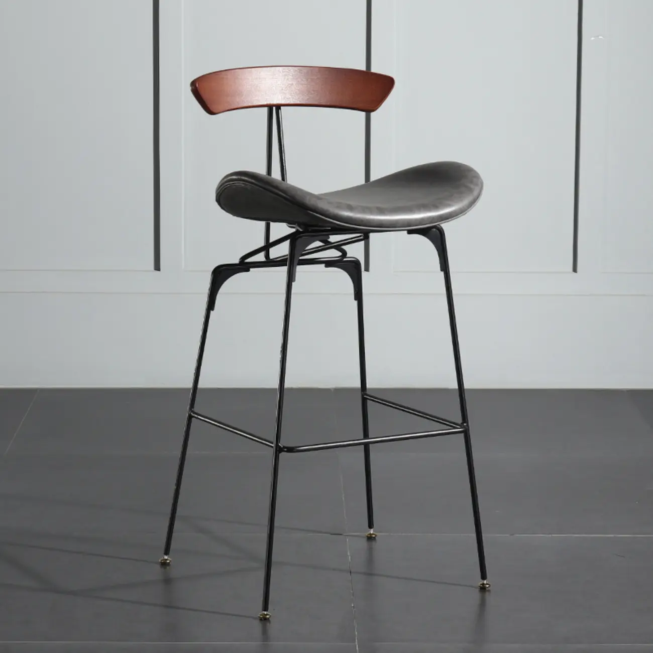 Modern Saddle Genuine Leather Low Back Bar Stool
