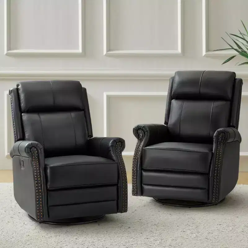 Irene 30.5 Wide Genuine Leather Manual Recliner with Rolled Arms Set of 2| ART OF LIVING DESIGNS