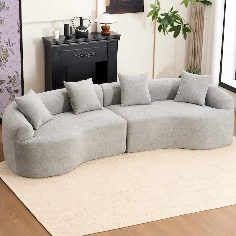 110 Foam Classic 4-Seater Sofa with 4 Pillows for Apartment