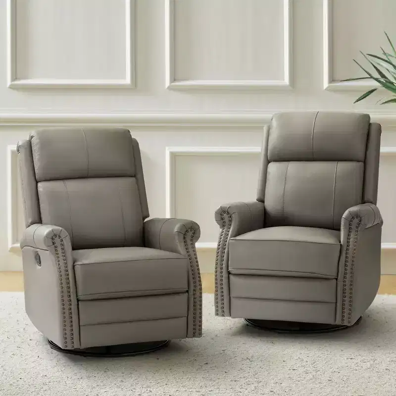 Irene 30.5 Wide Genuine Leather Manual Recliner with Rolled Arms Set of 2| ART OF LIVING DESIGNS