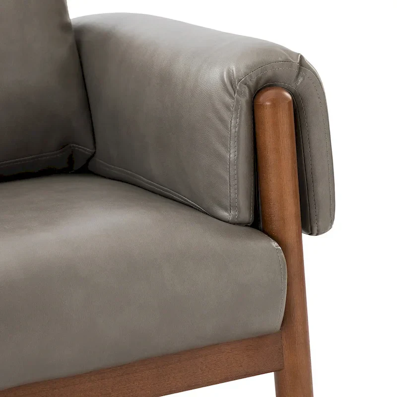 Tiago Comfy Glossy Living Room Armchair with Solid Wood Base Set of 2