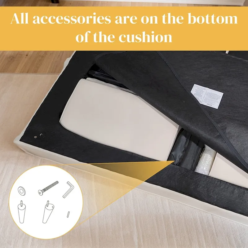 Linen Button-Tufted Loveseat Sofa, Beige/Grey/Black/Green/Yellow, Metal Legs, Seats 2