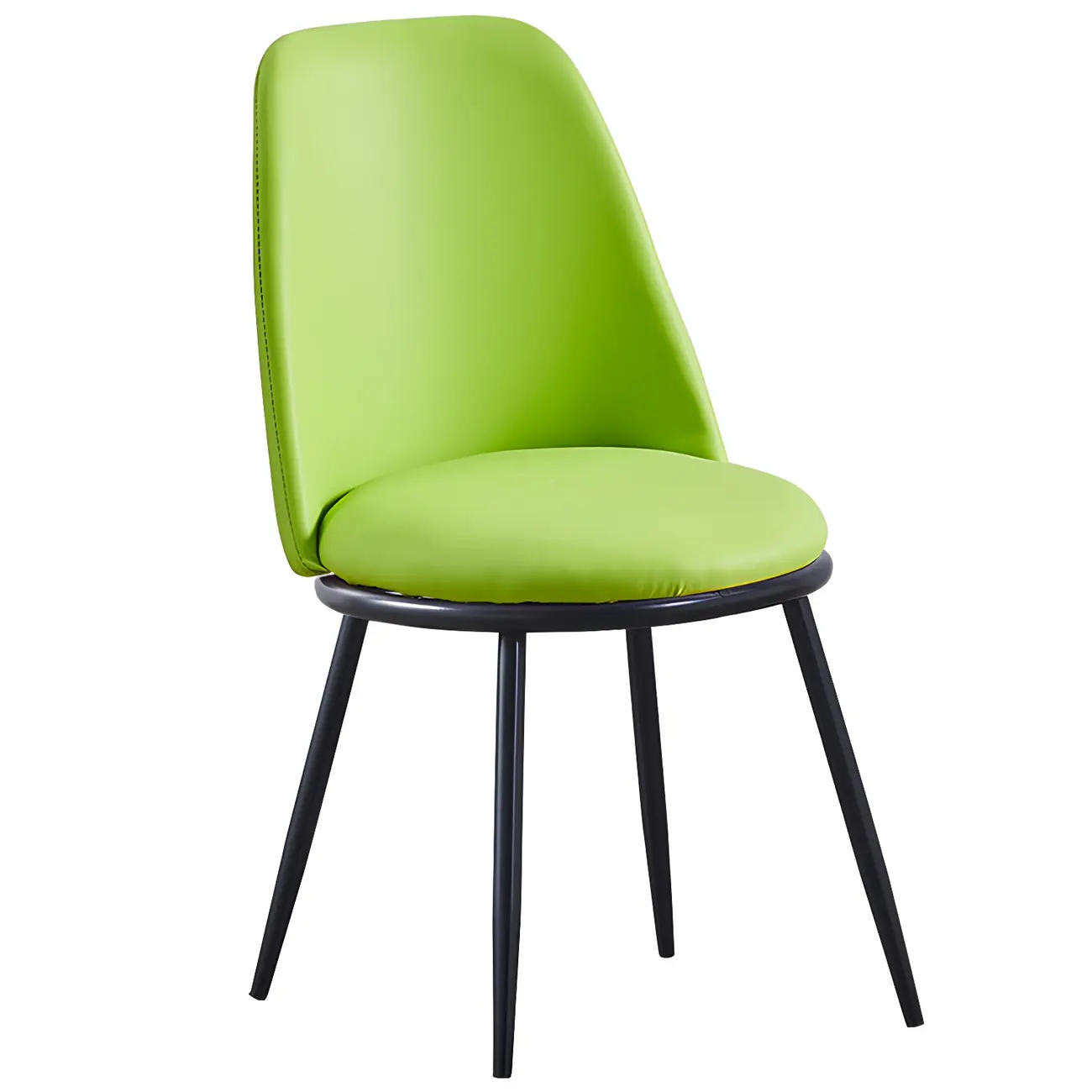 Glam Scandinavian Leather Armless Dining Chairs Metal Frame