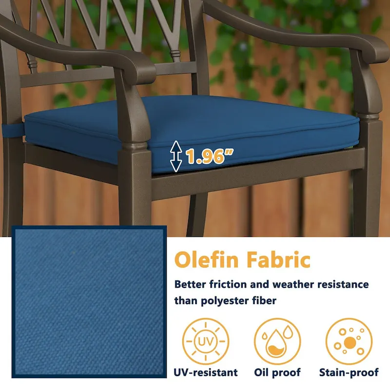 Patio Cast Aluminum Lattice Dining Chairs with Cushions (Set of 4)