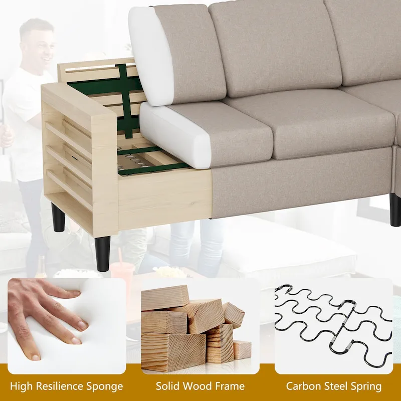 Futzca 74 Convertible Sectional Sofa Couch, Small L-Shaped Sofa