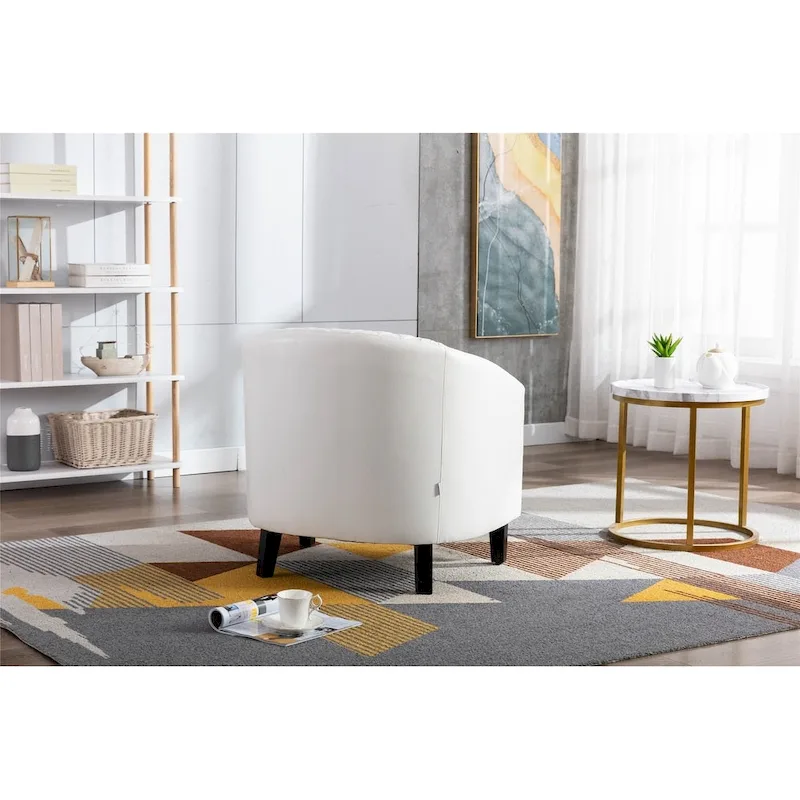 Barrel Accent Chair with Nailhead Trim and Solid Wood Legs