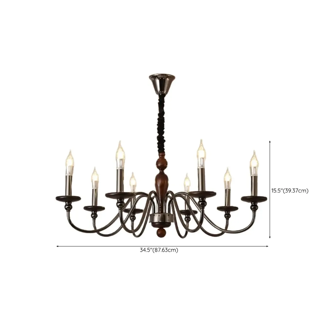 Modern Black 6/8 Light Candelabra Chandelier in Dimmable
