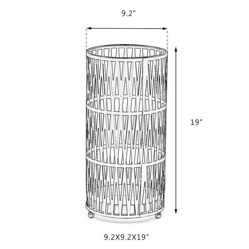 ADECO Stand Gold / Black Round RackMetal Umbrella Cane Walk Stick Drip Tray - 9. 2 x9. 2 x19