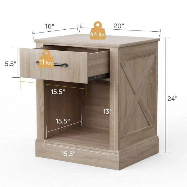 Compact Nightstand with Drawer and Shelf