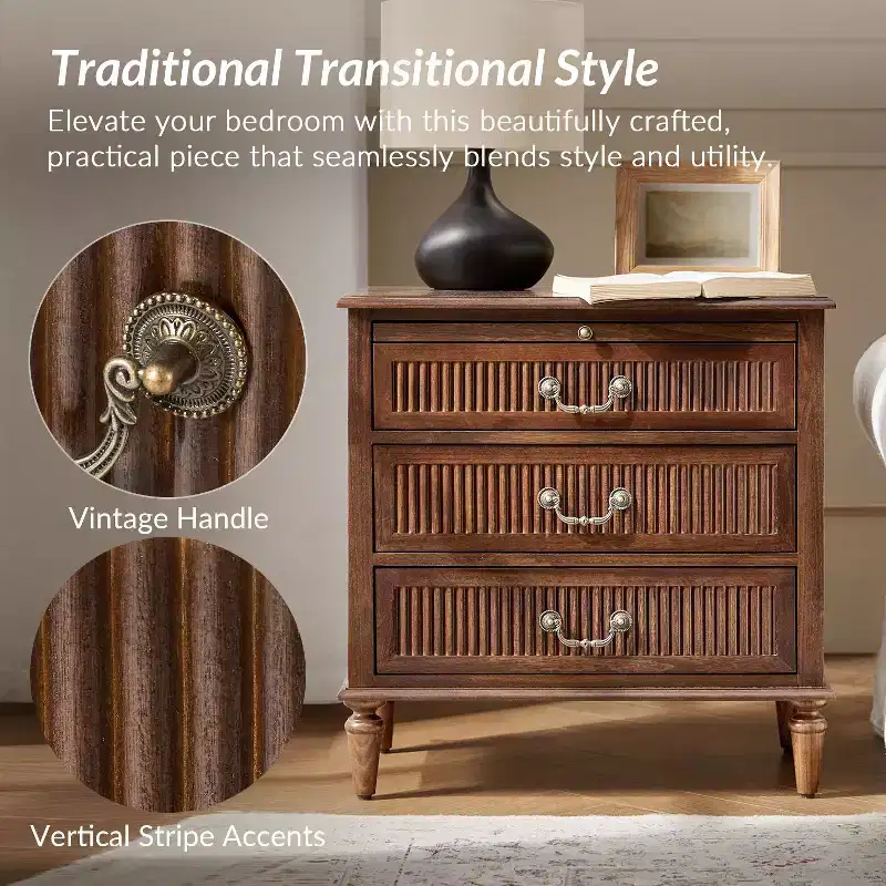 Herlinda 3-Drawer end table with Built-In Outlet Set of 2|ARTFUL LIVING DESIGNS