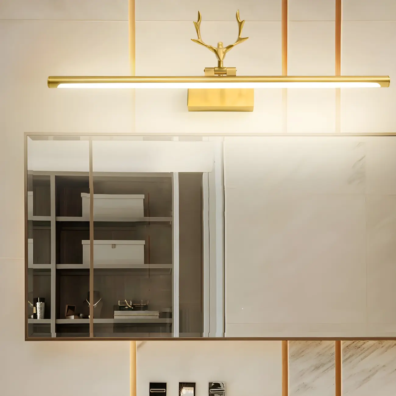 Modern Gold Antler Linear LED Bathroom Vanity Lights
