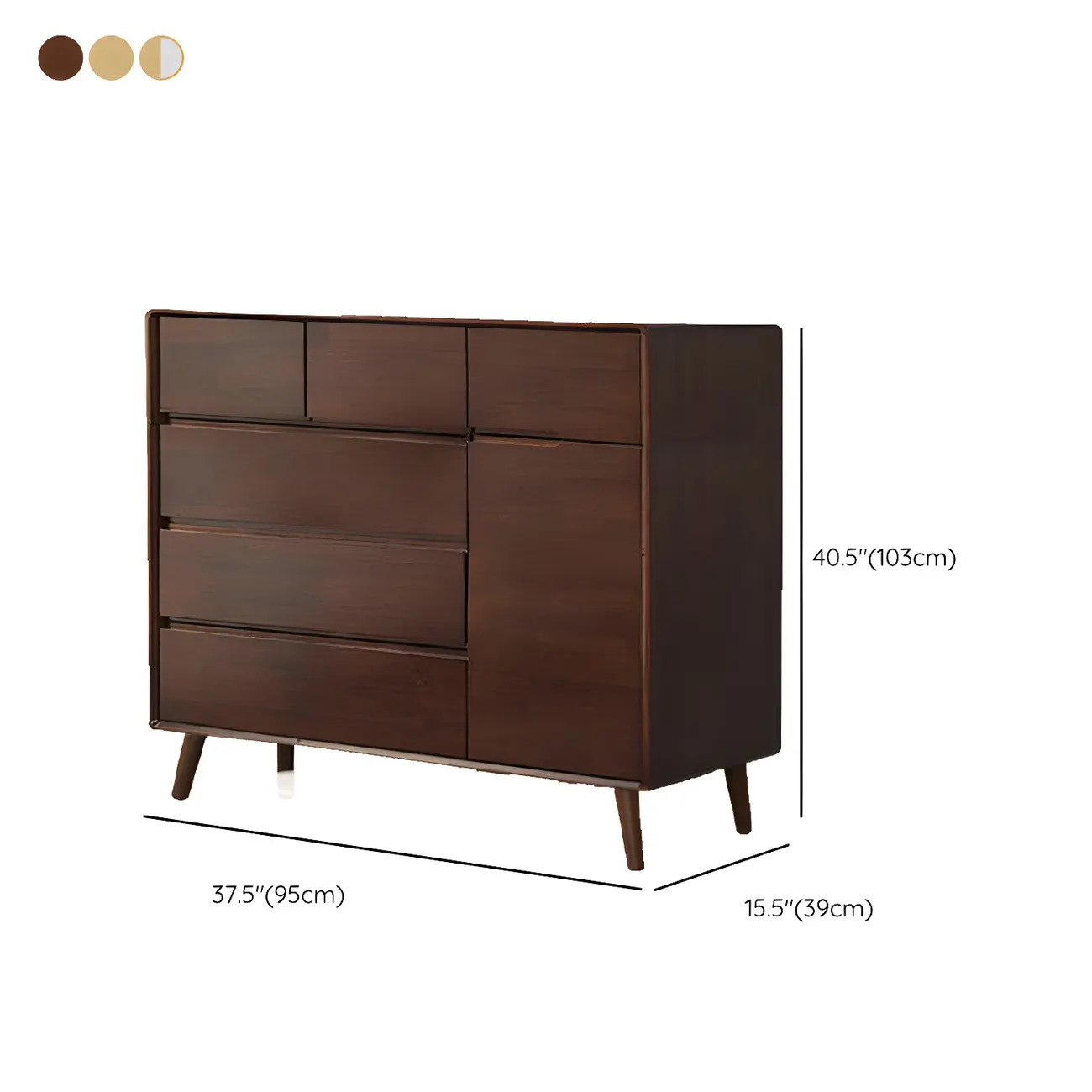 Compact Natural Wood Combo Dresser with Cabinet and Drawers