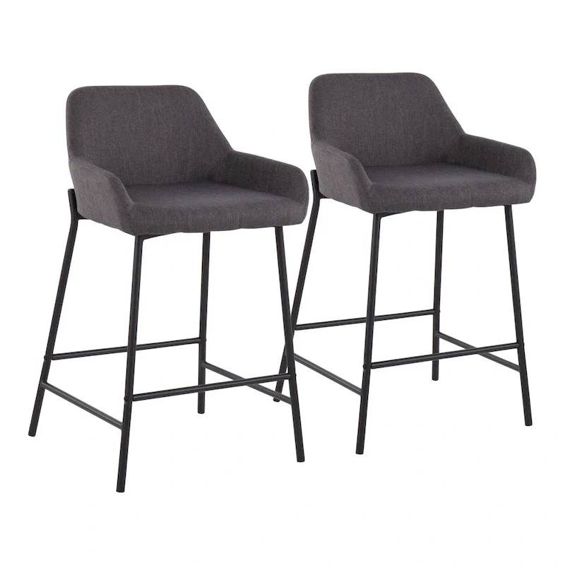 Galotti Black Fixed-Height Upholstered Counter Stool - Set of 2