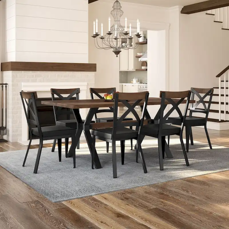 Amisco Leonie Wood Table and Snyder Chairs 7-Pieces Dining Set