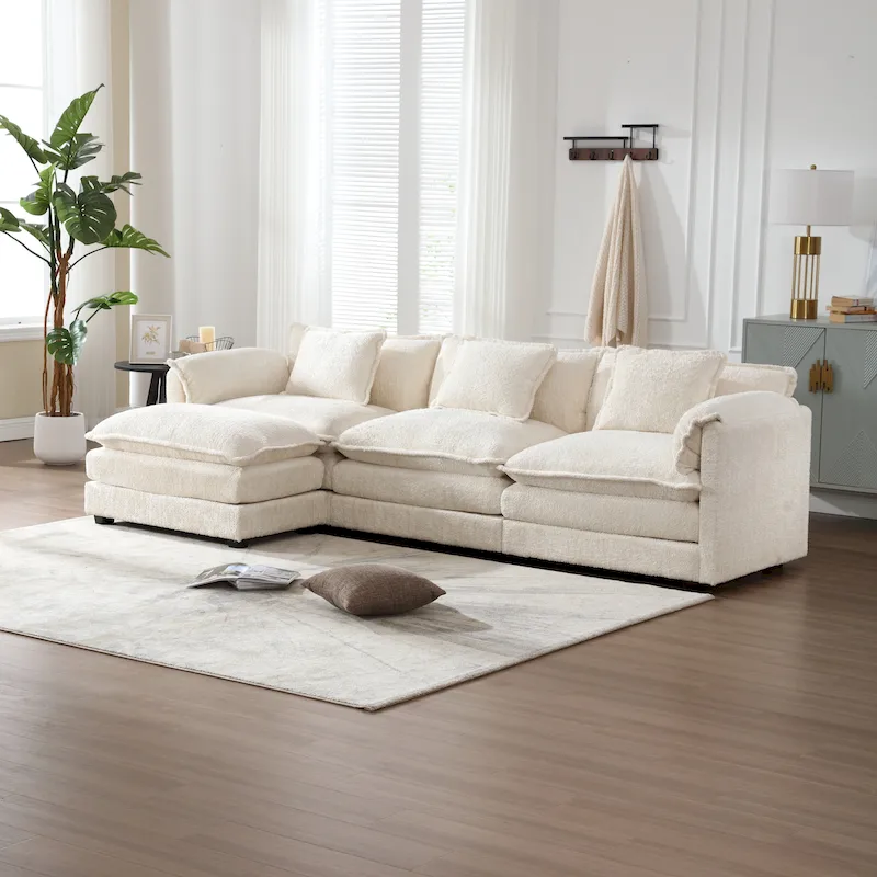 Chenille Fabric L-Shape Comfy Oversized three-seat Modular Sectional Sofa