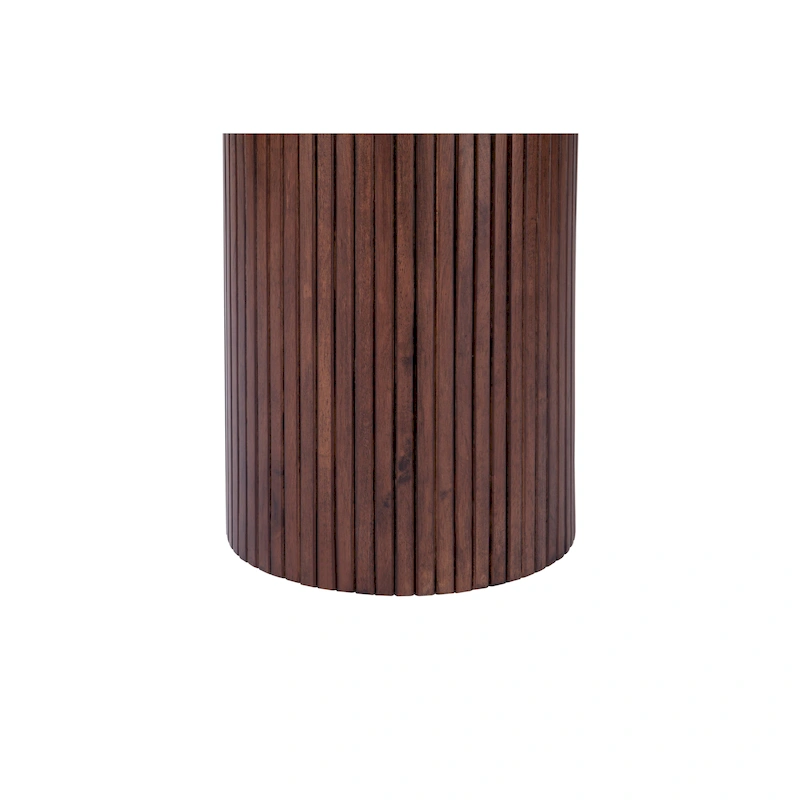 Round Wood End Table Fluted Pedestal Side Table