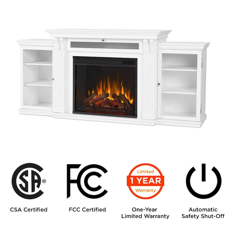 Calie 67  Electric TV Stand Fireplace in White by Real Flame
