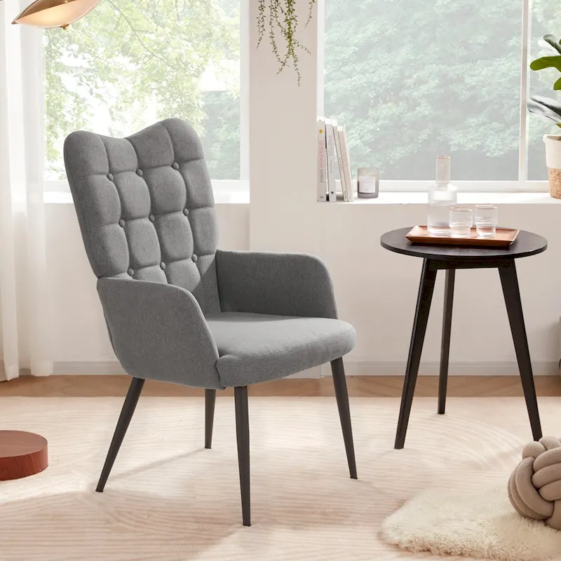 High-back Button Tufted Wingback Accent Chair