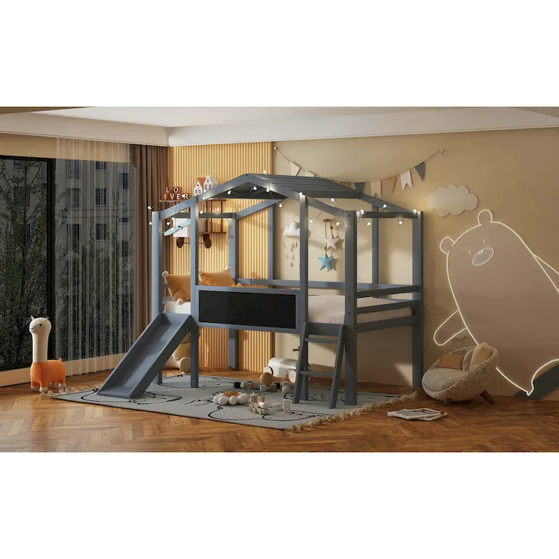 Twin Loft House Bed with Slide