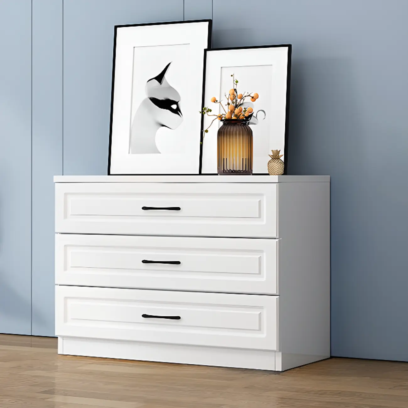 Multi Drawers White Wooden Cabinet with Soft Close for Home