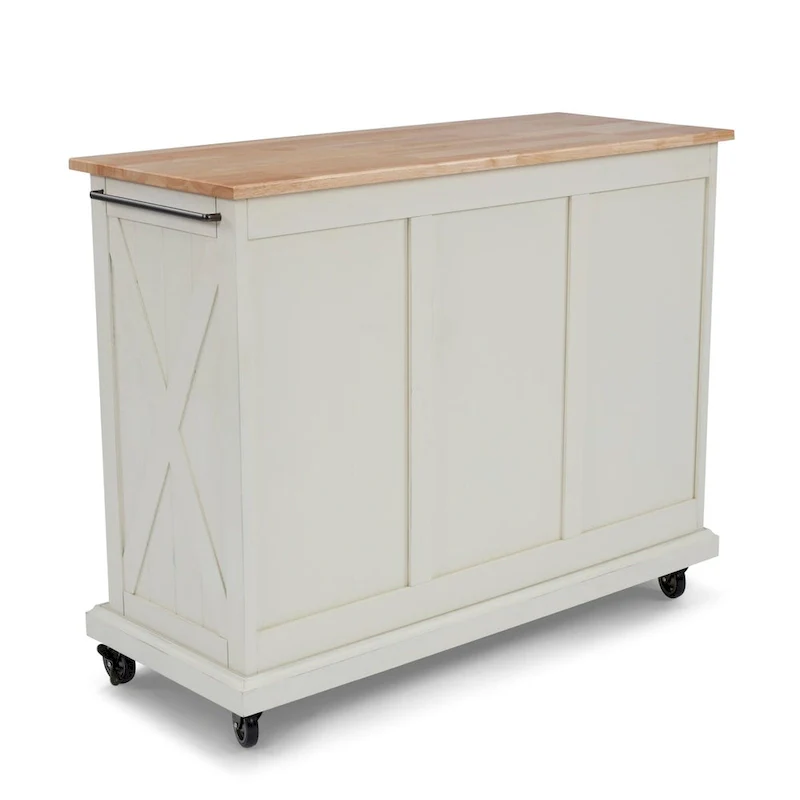 Seaside Lodge Off-White Wood Kitchen Cart - 45 x 36 x 16