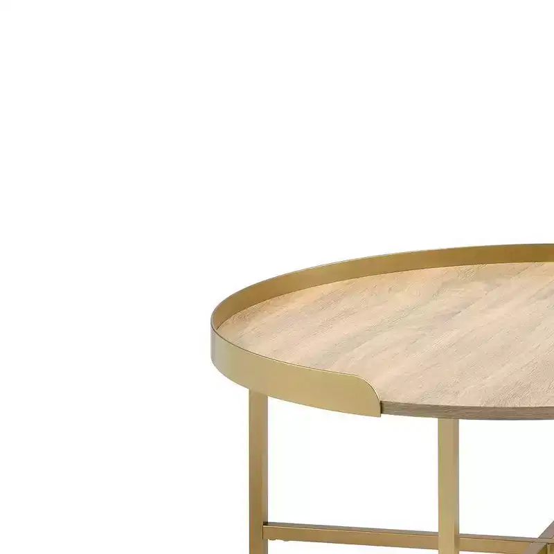Acme Furniture Mithea Coffee Table Oak Table Top/Gold Finish