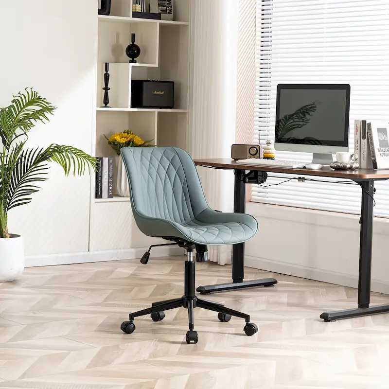 Armless Home Office Desk Chairs with Wheels Rolling Task Chair