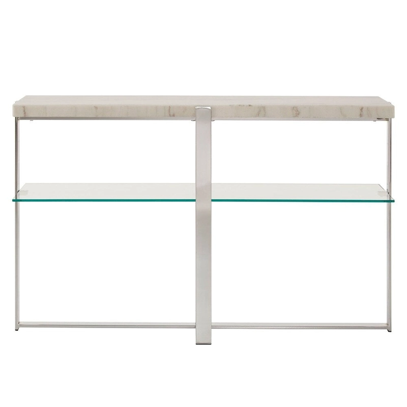 Azel Marble-top Chrome Framed Sofa Table by iNSPIRE Q Modern