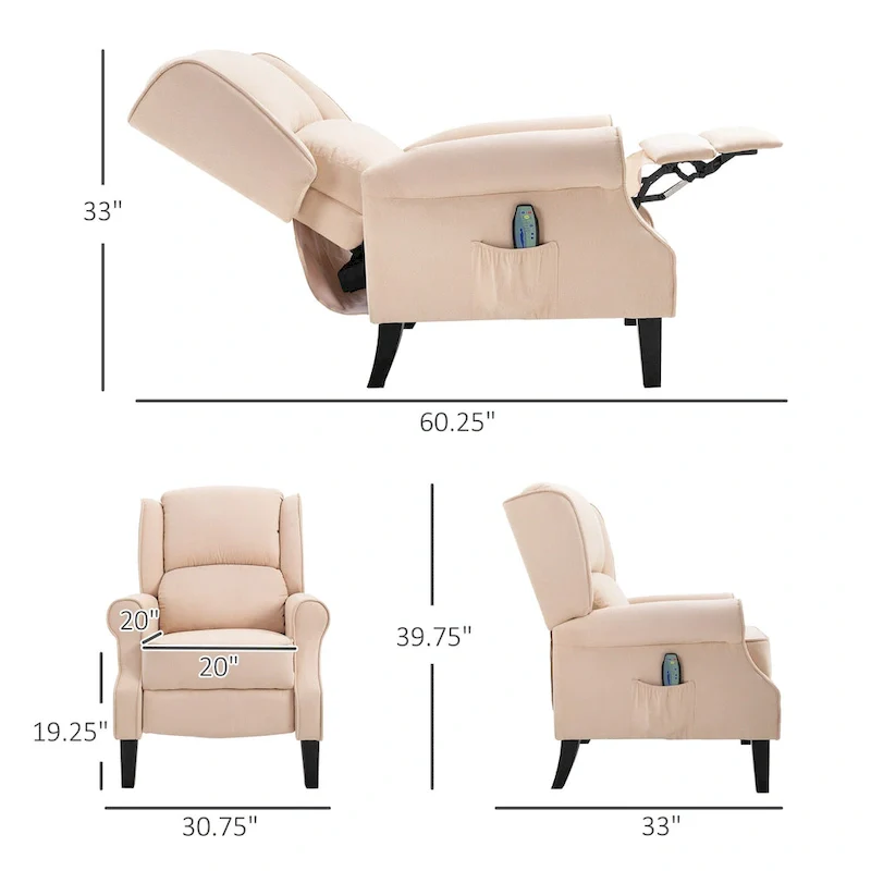 Heated Massage Recliner Chair with Lumbar Heating & Remote Controller