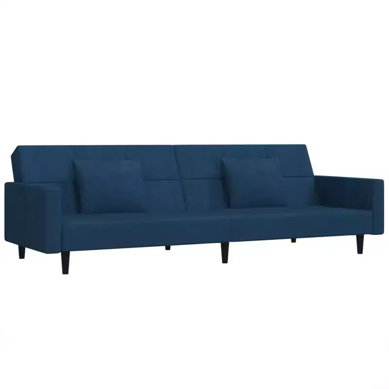 vidaXL 2-Seater Sofa Bed with Two Pillows Black Velvet