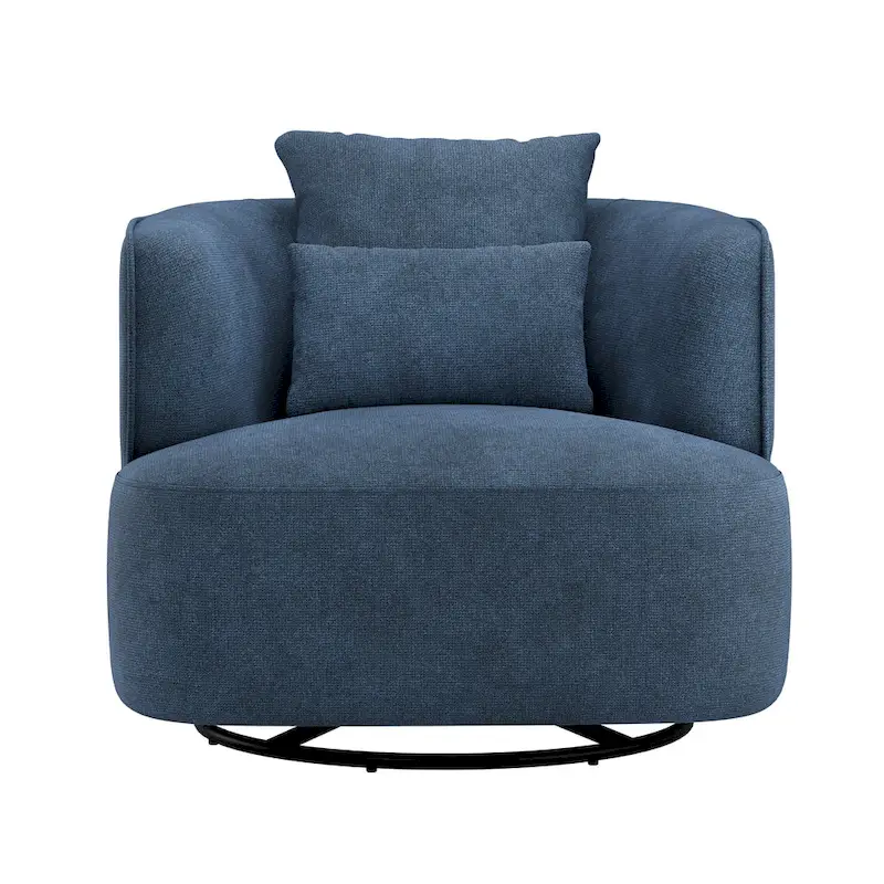 LUE BONA 2 Set Swivel Accent Armchair Fabric Blend, Modern Barrel Living Room Sofa Chair - 32.7 W x 32.7 D x 26.8 H