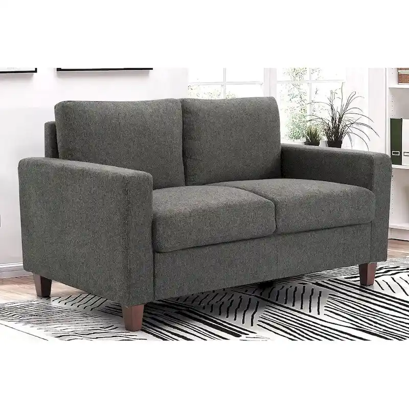 Miles Mid Century Modern Loveseat 2 Seater Sofa Couch with Reversible Back Pillows Large