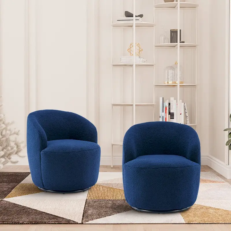 Ouyessir Modern Teddy Upholstered Swivel Barrel Chair(Set of 2)