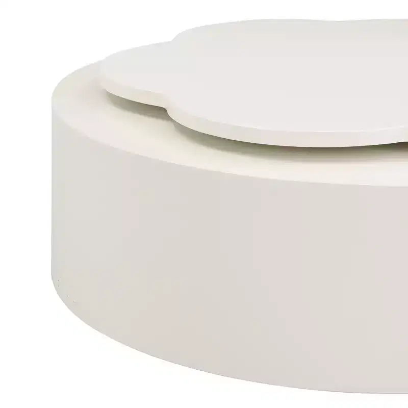 360 Rotatable Coffee Table Round Nesting Coffee Table with Flower Top & 2 Drawers, Accent Table Cocktail Table End Table Side Table-ModernLuxe
