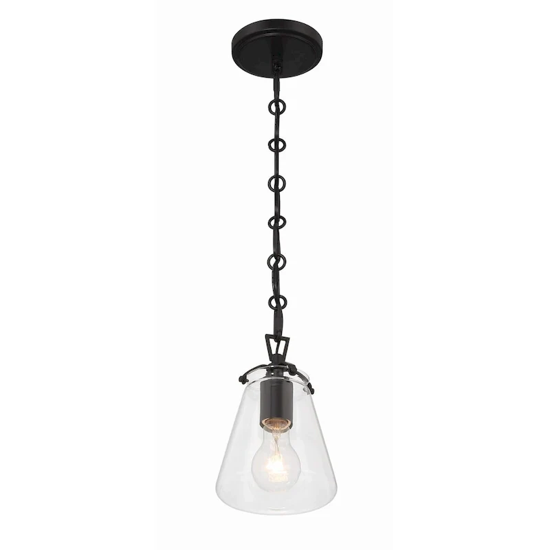 Voss 1 Light Matte Black Mini Pendant - 5.75 W x 9 H x 5.75 D